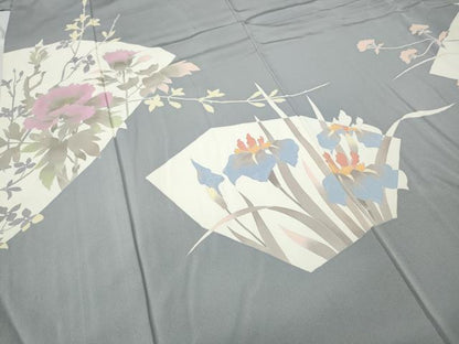 平和屋着物●訪問着　友禅　作家物　切嵌草花文　正絹　逸品　CABD7249ut