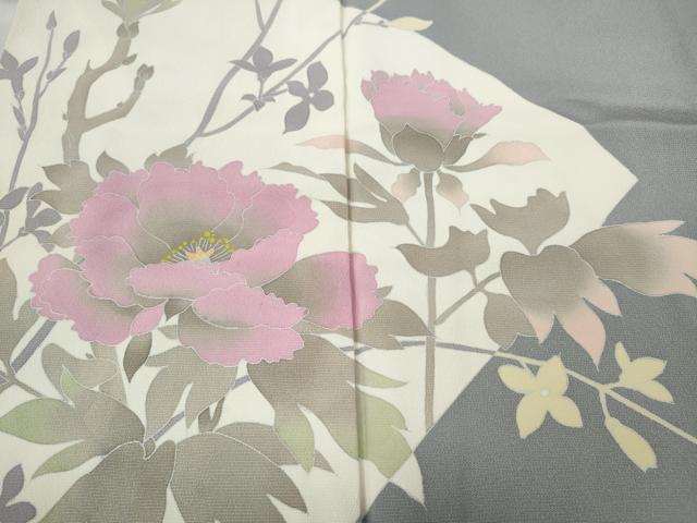 平和屋着物●訪問着　友禅　作家物　切嵌草花文　正絹　逸品　CABD7249ut