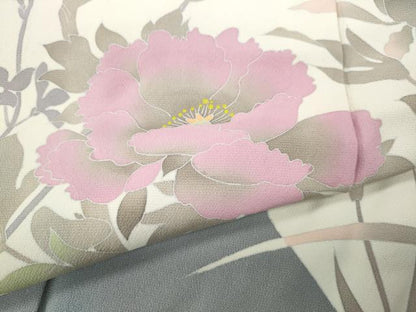 平和屋着物●訪問着　友禅　作家物　切嵌草花文　正絹　逸品　CABD7249ut