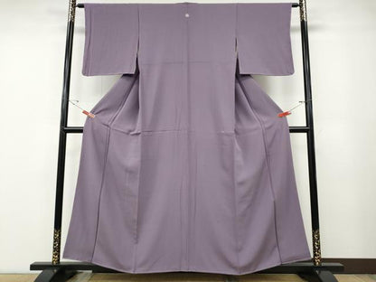 平和屋着物●上質な色無地　霞地紋　浅紫色　正絹　逸品　未使用　CABD7250ut