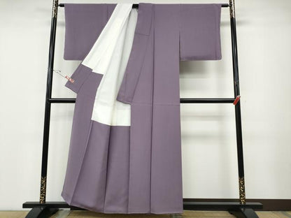平和屋着物●上質な色無地　霞地紋　浅紫色　正絹　逸品　未使用　CABD7250ut