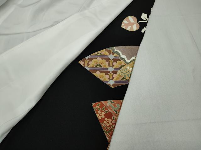 平和屋着物●豪華黒留袖　駒刺繍　地紙向かい鳥吉祥花文　金彩　正絹　逸品　CABD7254ut