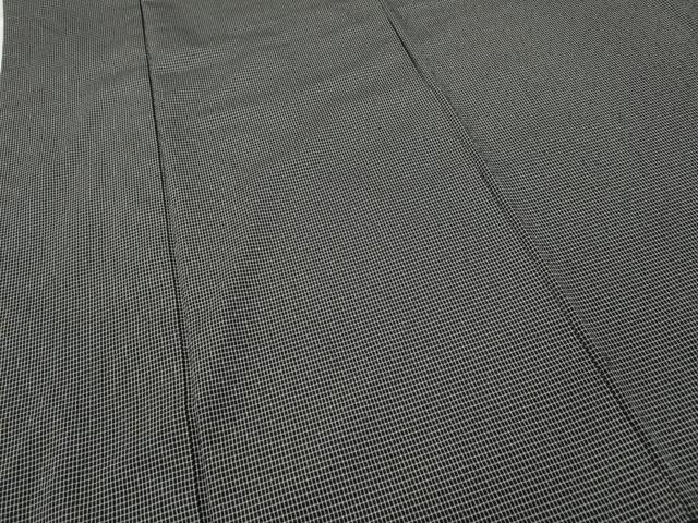 平和屋着物●上質な紬　格子柄　黒地　正絹　逸品　CABD7259ut