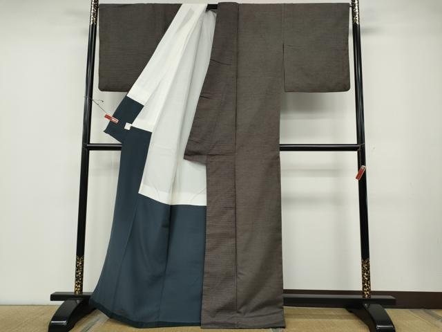平和屋着物●青々庵　紬　格子柄　正絹　逸品　CABD7260ut