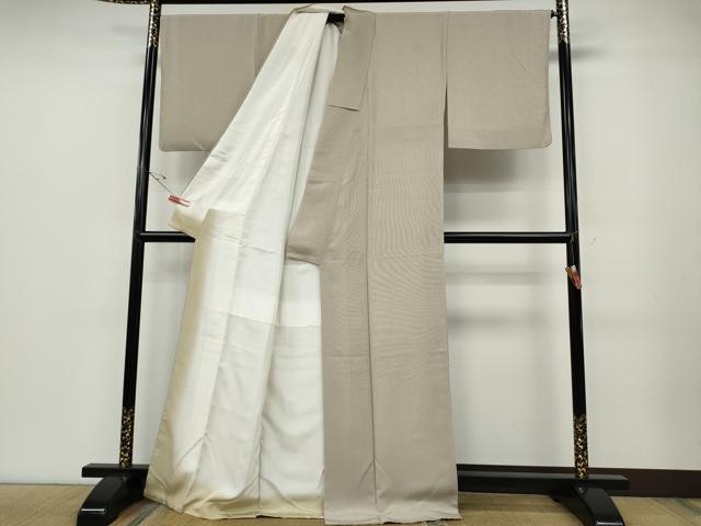平和屋着物●江戸小紋　万筋　白茶色×薄卵色　正絹　逸品　CABD7261ut