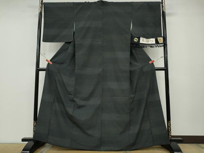 平和屋着物●塩沢亀甲絣　110亀甲　横段文　証紙付き　正絹　逸品　CABD7264ut