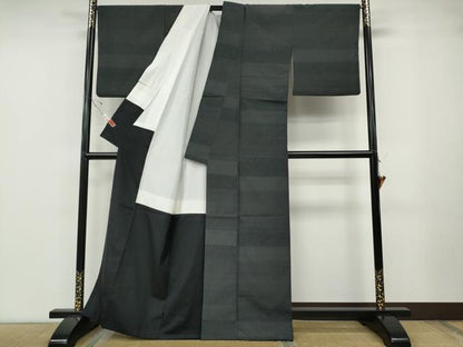 平和屋着物●塩沢亀甲絣　110亀甲　横段文　証紙付き　正絹　逸品　CABD7264ut