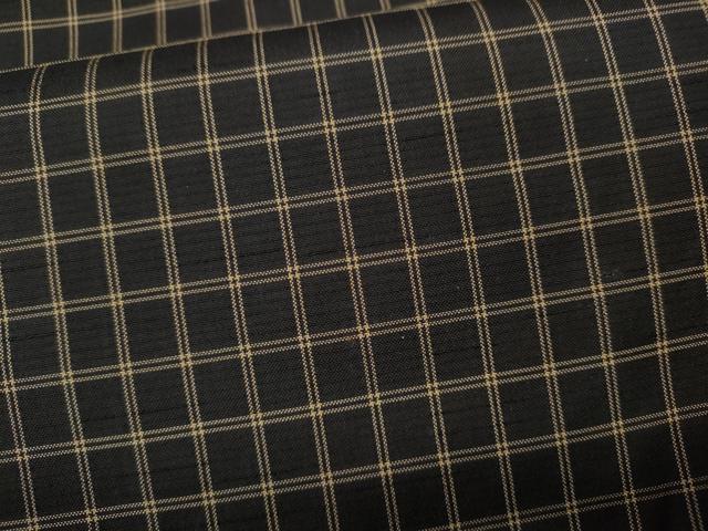 平和屋着物●上質な紬　格子柄　黒地　正絹　逸品　CABD7267ut