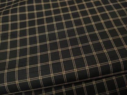 平和屋着物●上質な紬　格子柄　黒地　正絹　逸品　CABD7267ut