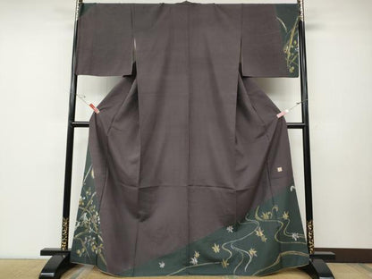 平和屋着物●十日町 名門青柳謹製　赤城紬　訪問着　絞り　兎　草花文　さが美扱い　正絹　逸品　CABD7268ut