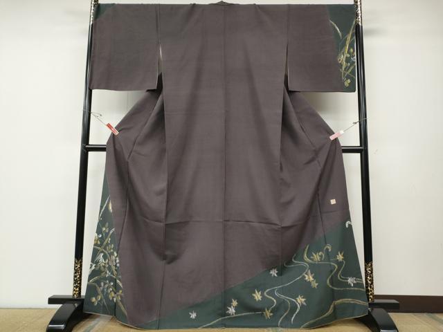 平和屋着物●十日町 名門青柳謹製　赤城紬　訪問着　絞り　兎　草花文　さが美扱い　正絹　逸品　CABD7268ut