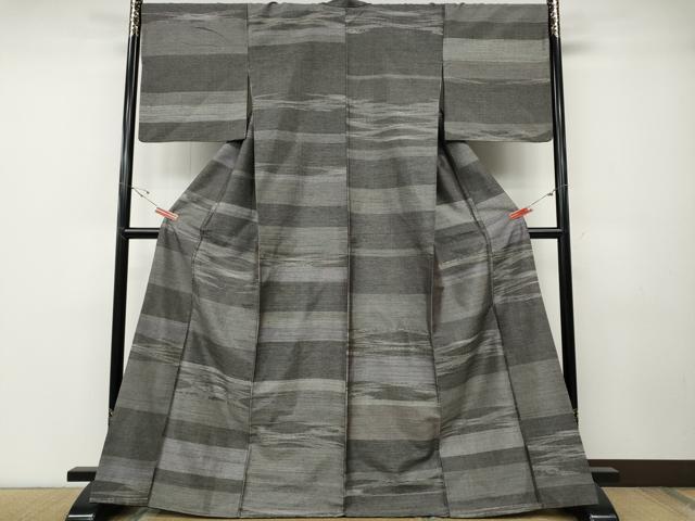 平和屋着物●本場大島紬　横段霞文　正絹　逸品　CABD7275ut