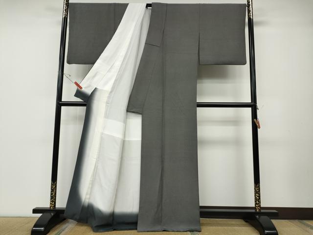 平和屋着物●江戸小紋　彫士：双光　染士：伊智郎　角通し　黒地　正絹　逸品　CABD7277ut