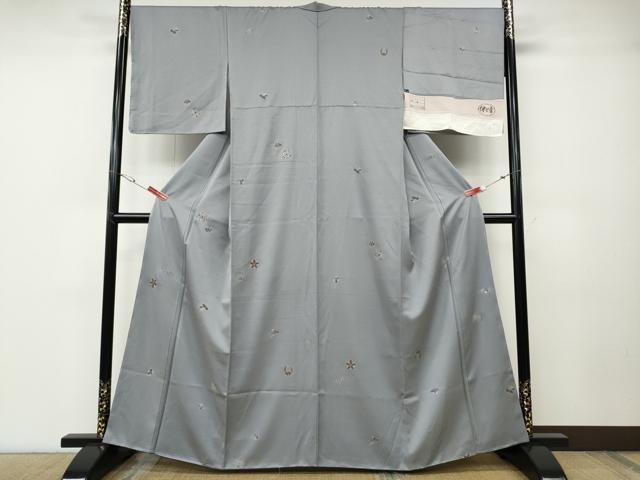 平和屋着物●上質な小紋　伊と幸　吉祥舞花文　金彩　反端付き　正絹　逸品　CABD7278ut