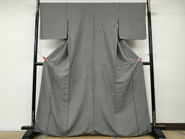 平和屋着物●江戸小紋　万筋　黒色×白鼠色　正絹　逸品　CABD7279ut