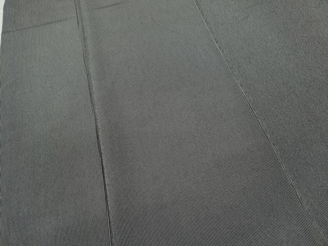 平和屋着物●江戸小紋　万筋　黒色×白鼠色　正絹　逸品　CABD7279ut