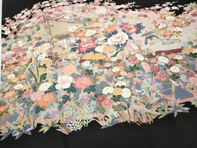 平和屋着物●豪華黒留袖　友禅　作家物　光悦寺　正絹　逸品　CABD7282ut