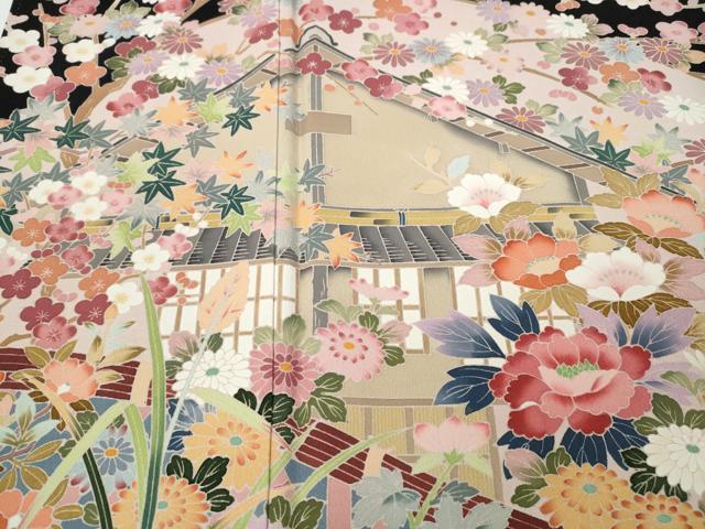 平和屋着物●豪華黒留袖　友禅　作家物　光悦寺　正絹　逸品　CABD7282ut