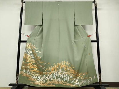 平和屋着物●金彩友禅　卓越技能者・名工・和田光正　色留袖　飛鶴松文　金銀彩　正絹　逸品　CABD7284ut