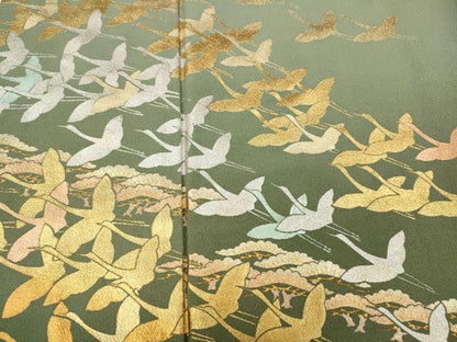 平和屋着物●金彩友禅　卓越技能者・名工・和田光正　色留袖　飛鶴松文　金銀彩　正絹　逸品　CABD7284ut