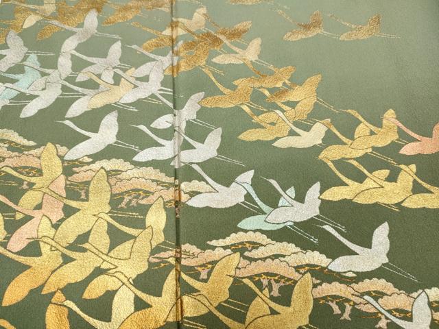 平和屋着物●金彩友禅　卓越技能者・名工・和田光正　色留袖　飛鶴松文　金銀彩　正絹　逸品　CABD7284ut