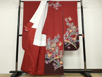 平和屋着物●豪華振袖　紅型　風景花蝶文　暈し染め　正絹　逸品　CABD7285ut