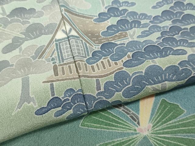 平和屋着物●十日町友禅作家　一梗　訪問着　風景草花文　正絹　逸品　CABD7287ut