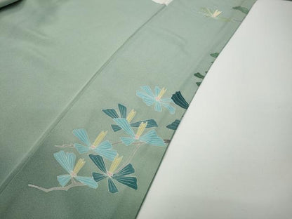 平和屋着物●十日町友禅作家　一梗　訪問着　風景草花文　正絹　逸品　CABD7287ut
