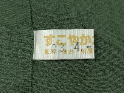 平和屋着物●上質な色無地　枝葉地紋　柳煤竹色　正絹　逸品　CABD7291ut