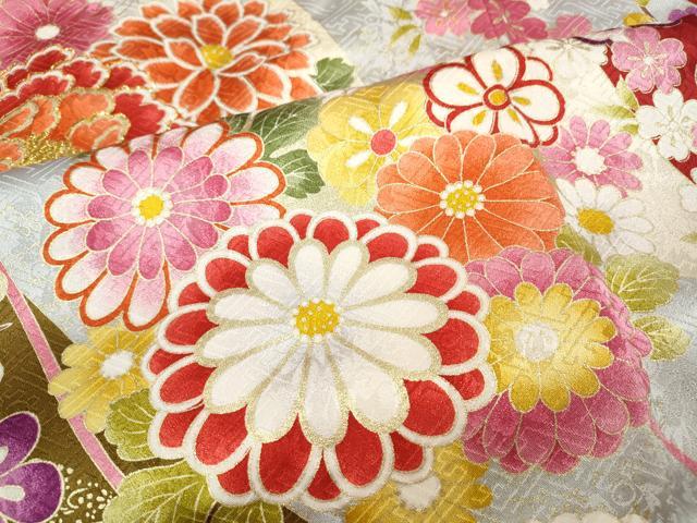 平和屋着物●豪華振袖　刺繍　鞠花文　金彩　正絹　逸品　CABD7294ut