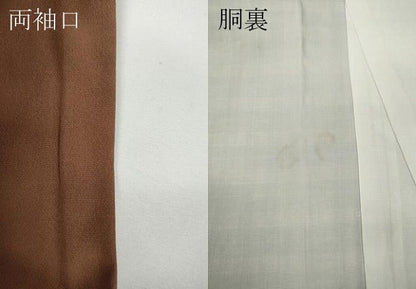 平和屋着物●郡上紬　草木染　格子柄　正絹　逸品　CABD7297ut