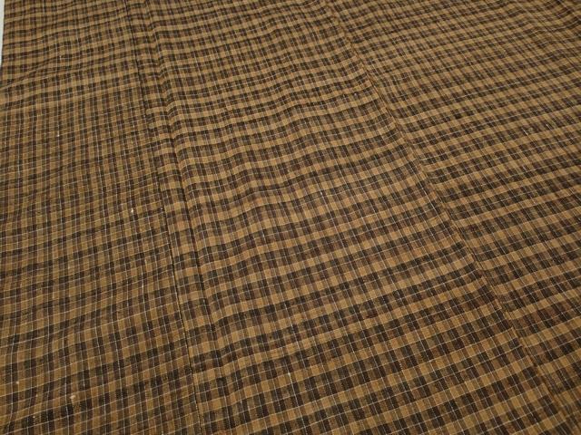 平和屋着物●郡上紬　草木染　格子柄　正絹　逸品　CABD7297ut