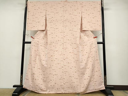 平和屋着物●上質な小紋　こぼれ松葉　舞桜文　正絹　逸品　CABD7299ut