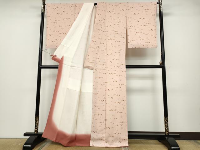 平和屋着物●上質な小紋　こぼれ松葉　舞桜文　正絹　逸品　CABD7299ut