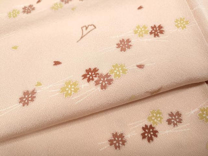 平和屋着物●上質な小紋　こぼれ松葉　舞桜文　正絹　逸品　CABD7299ut