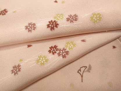 平和屋着物●上質な小紋　こぼれ松葉　舞桜文　正絹　逸品　CABD7299ut