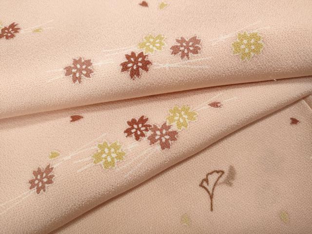平和屋着物●上質な小紋　こぼれ松葉　舞桜文　正絹　逸品　CABD7299ut
