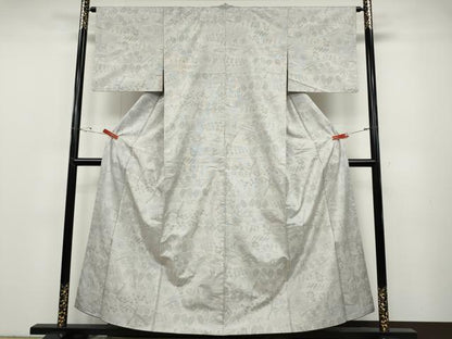 平和屋着物●本場大島紬　白大島　9マルキ　吉祥草花文　正絹　逸品　CABD7300ut