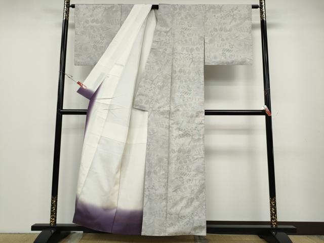 平和屋着物●本場大島紬　白大島　9マルキ　吉祥草花文　正絹　逸品　CABD7300ut