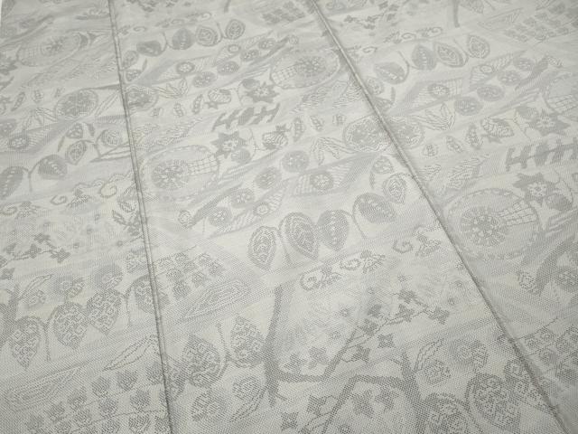平和屋着物●本場大島紬　白大島　9マルキ　吉祥草花文　正絹　逸品　CABD7300ut
