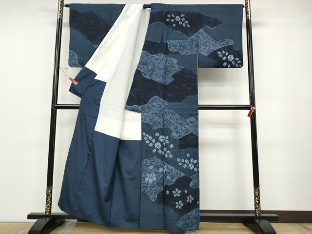 平和屋着物●訪問着　紬地　絞り　切嵌舞花文　正絹　逸品　CABD7302ut