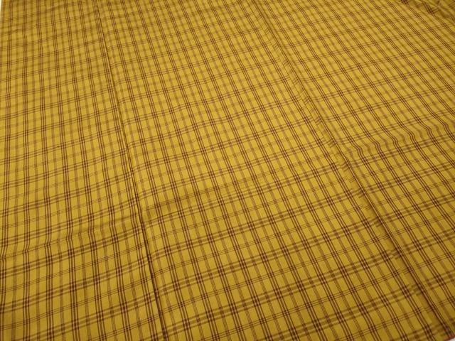 平和屋着物●本場黄八丈　平織　紬　格子柄　正絹　逸品　CABD7303ut