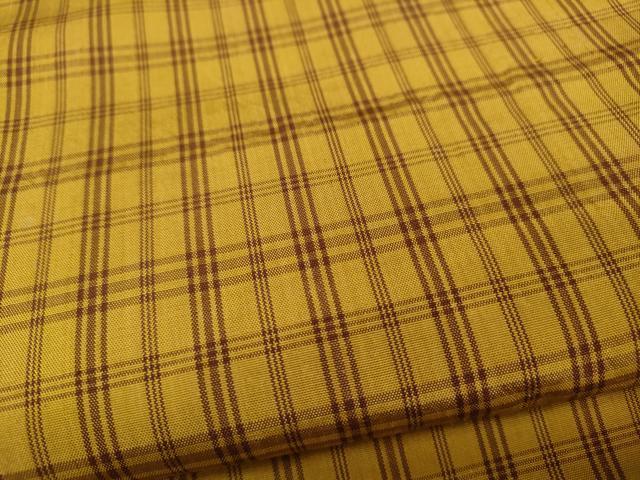 平和屋着物●本場黄八丈　平織　紬　格子柄　正絹　逸品　CABD7303ut