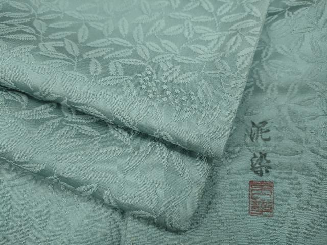 平和屋着物●上質な色無地　作家物　泥染め　南天地紋　青磁鼠色　正絹　逸品　CABD7304ut