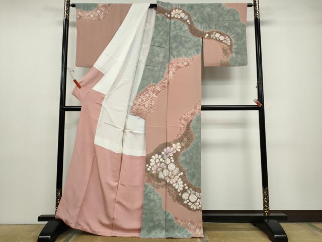 平和屋着物●十日町　名門　滝泰謹製　訪問着　辻が花　絞り　金彩　正絹　逸品　CABD7306ut