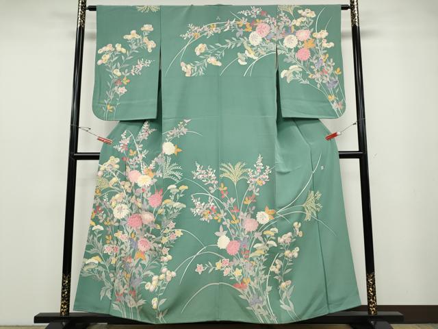 平和屋着物●本加賀友禅作家　白坂幸蔵　訪問着　草花文　正絹　逸品　CABD7307ut