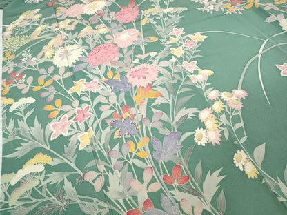 平和屋着物●本加賀友禅作家　白坂幸蔵　訪問着　草花文　正絹　逸品　CABD7307ut