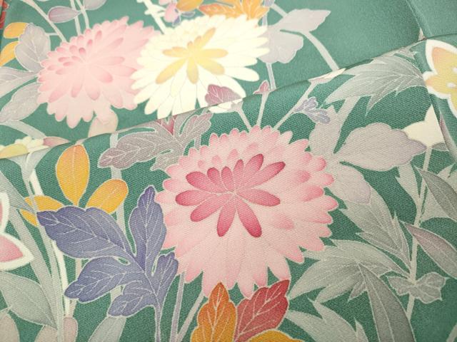 平和屋着物●本加賀友禅作家　白坂幸蔵　訪問着　草花文　正絹　逸品　CABD7307ut