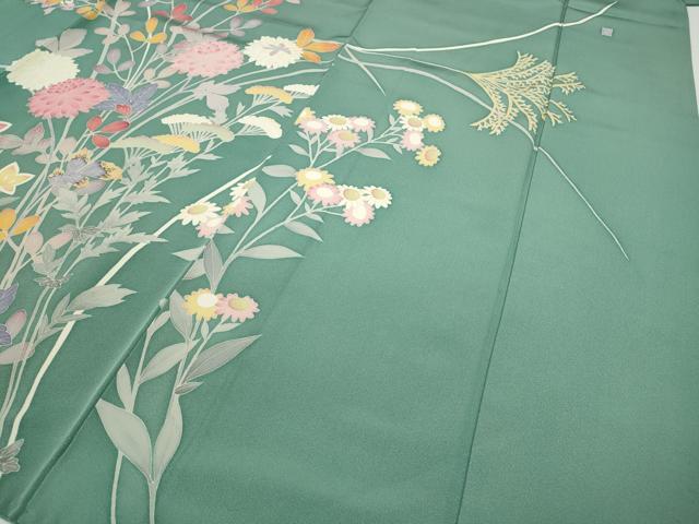 平和屋着物●本加賀友禅作家　白坂幸蔵　訪問着　草花文　正絹　逸品　CABD7307ut