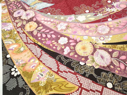 平和屋着物●豪華振袖　駒刺繍　熨斗舞花文　暈し染め　銀通し地　正絹　逸品　CABD7309ut